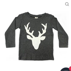 Gray Kids Long Sleeve Shirt with Deer Design by Oh Baby!